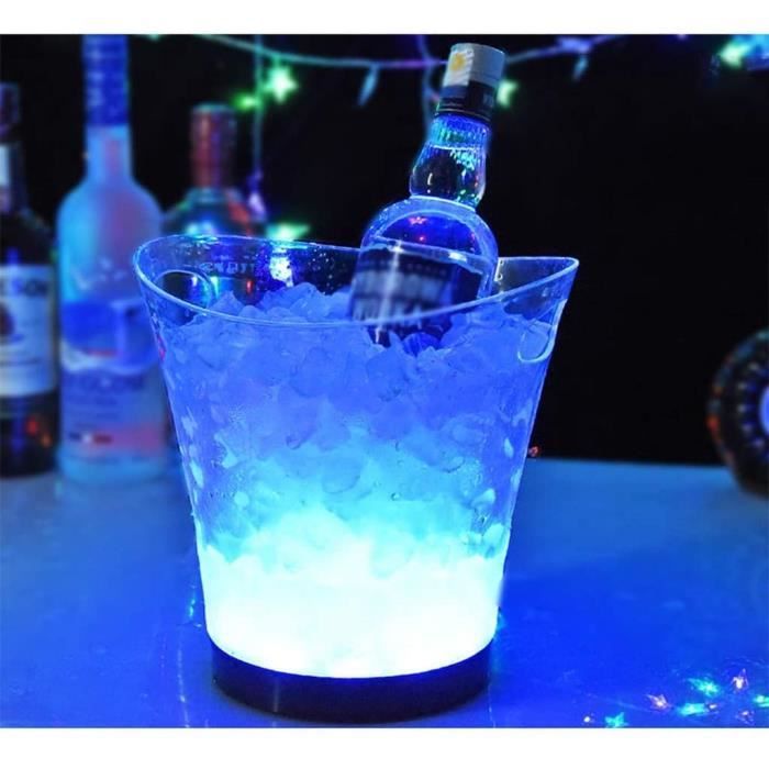 Seau a glacon isotherme Seau à glace à LED 5 litres de seau à glace lumineux Barre à champagne Barre à bière Seau à glace Cham A335
