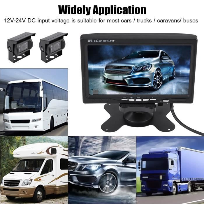 7 pouces LCD moniteur voiture vue arrière caméra de recul de recul Vision nocturne pour camion de bus HB031