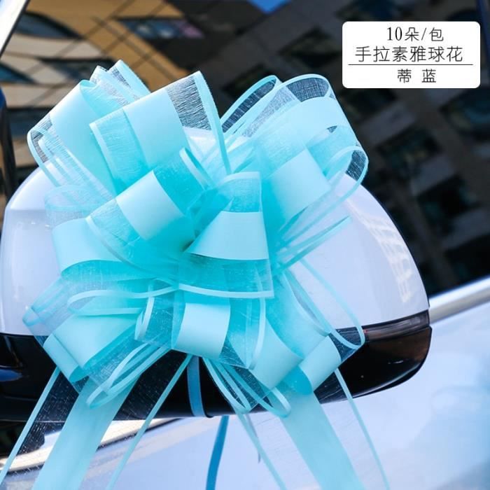 Décoration de fête,2020 plus récent 10 pièces grand nœud tirer ruban fleur pour mariage voiture emballage cadeau - Type Bleu ciel