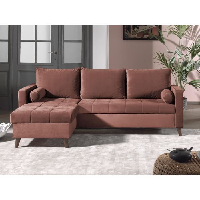 Canapé d'angle 4 places Rose Velours Design