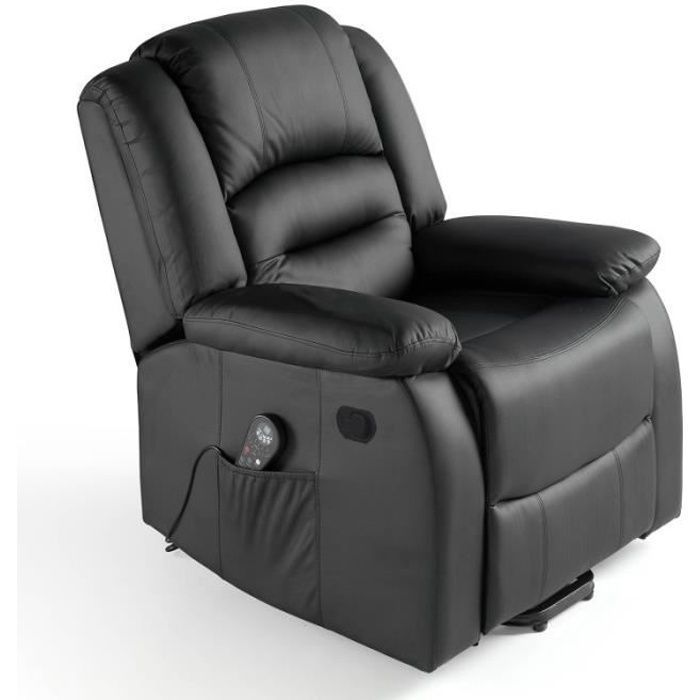 ECODE Fauteuil Massage Maximum. 9 programmes de Massage avec chaleur lombaire, inclinaison Manuel, 10 vibromoteurs Noir