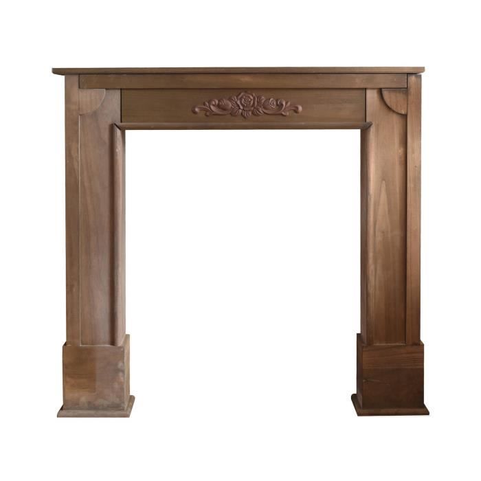 Mobili Rebecca Encadrement Cheminée Decorative Bois Marron Shabby 100x105x21