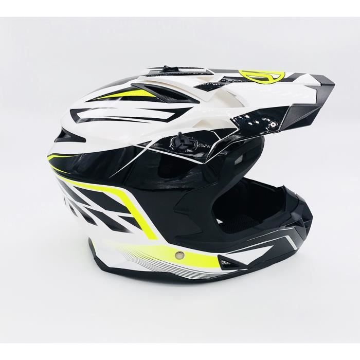 CASQUE MOTO CROSS QUAD VTT BMX JLP RACING BLANC NOIR FLUO