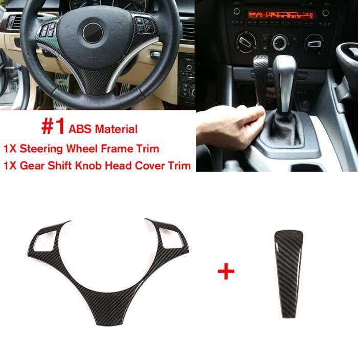 NEUFU Autocollant Voiture panneau de changement de vitesse +volant Fibre de Carbone Adhesif Pour BMW 3 Séries E90 E91 E92 E93