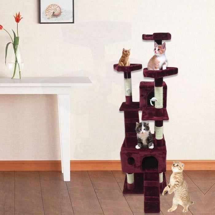 Miaou~~ 180cm ARBRE à CHAT escalade arbre - Vin rouge jouet pour CHAT