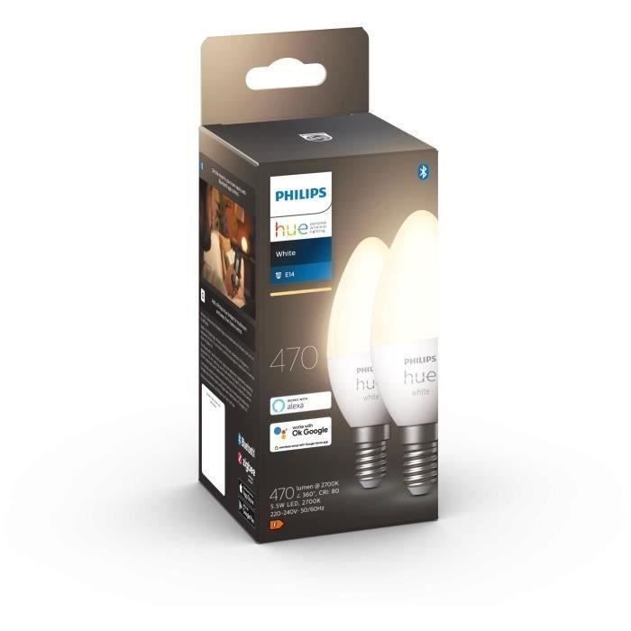 PHILIPS Hue White - Ampoules LED connectees E14 - Compatible