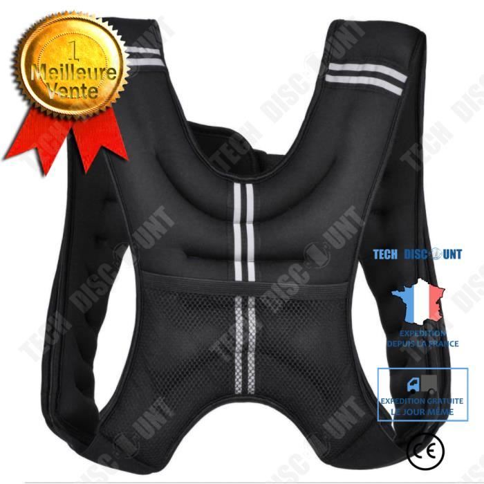 TD® Gilet Lesté 10 Kg de Musculation Ajustable Noir