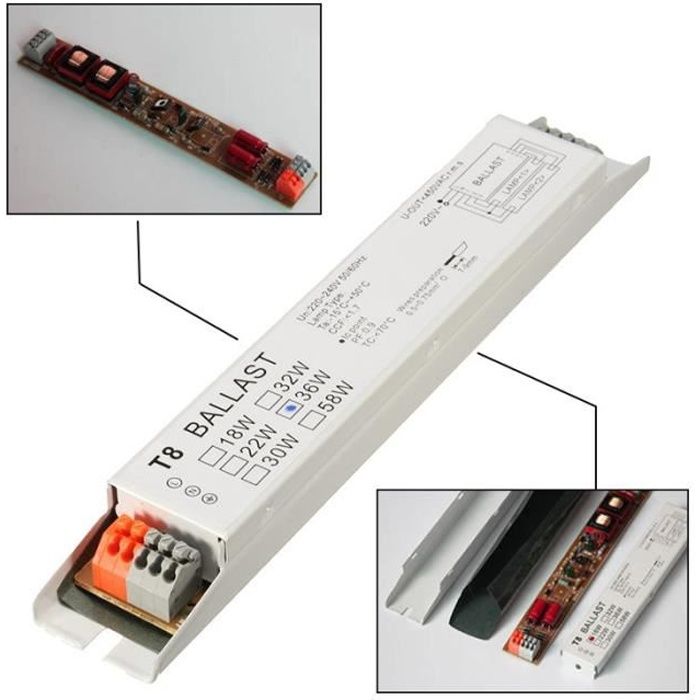 TEMPSA 36w Ballast Electronique 220 à 240V AC Large Tension T8 Lampe Fluorescente