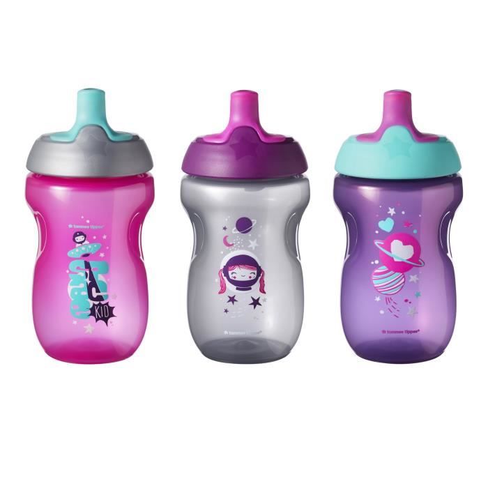 TOMMEE TIPPEE Tasse Sporty pour enfant - rose - 12 mois + - Lot de 3