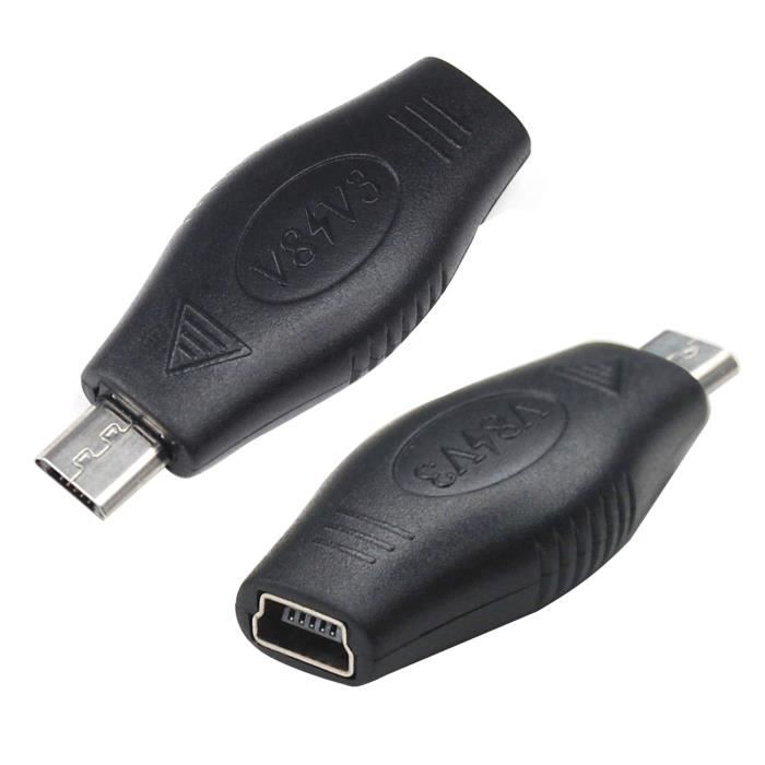 TRIXES Adaptateur convertisseur USB mini A femelle vers micro B mâle pour chargeur