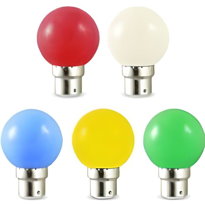 Ampoule LED B22 Bulb G45 1W Blister x 5 couleurs