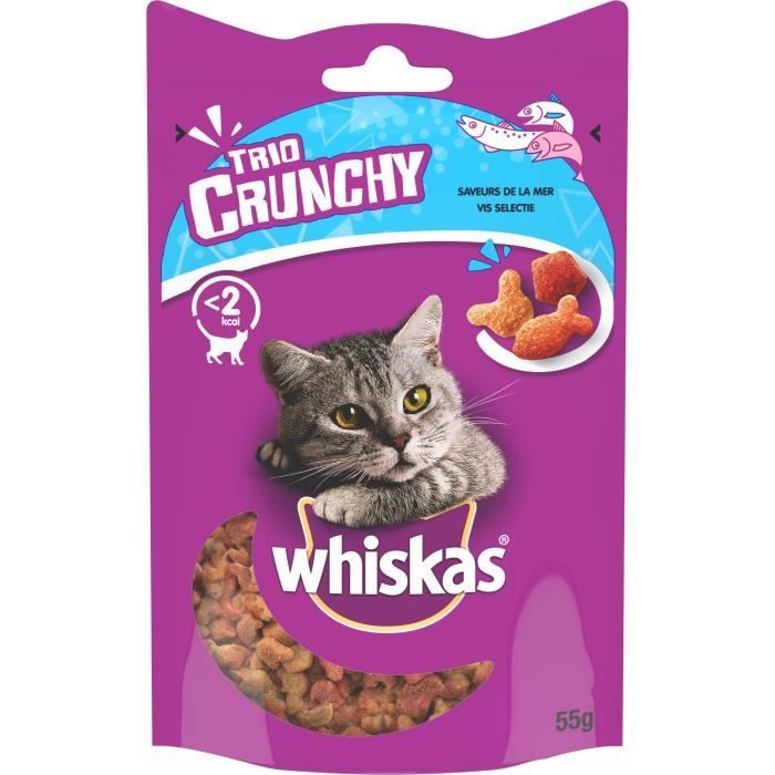 WHISKAS Trio Crunchy saveur de la mer - Pour chat - 55 g