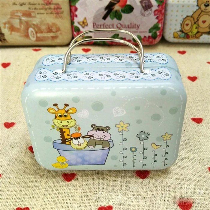 Kingke Boîte de rangement vintage en forme de valise avec couvercles, imprimé lapin, bonbons, biscuits, cadeau de mariage, fête d'anniversaire décorative