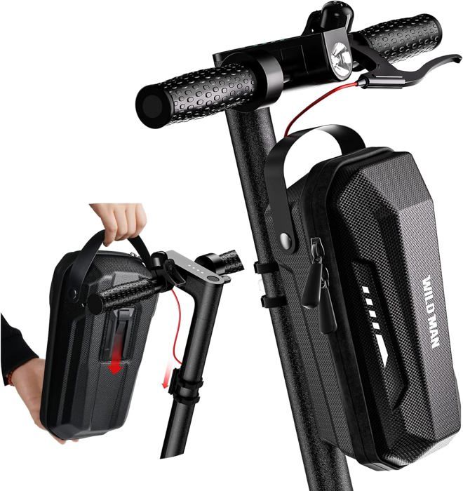 Sac de Scooter Sacoche Guidon pour Scooter Électrique de Coque EVA Étanche 3L avec Châssis Attache Rapide ou Fermetur