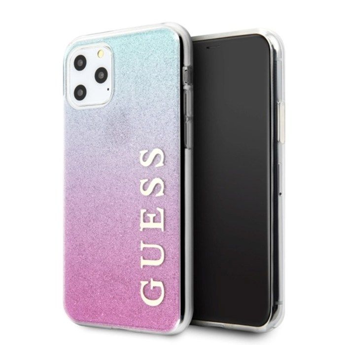 Guess Etui do iPhone 11 Pro Max ró?owo-niebieski Glitter Gradient - vue 1