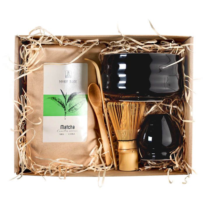 Matcha Kit Coffret Cadeau PoudreThé 100g Bol Yoru 500 ml Bambou Chasen Fouet
