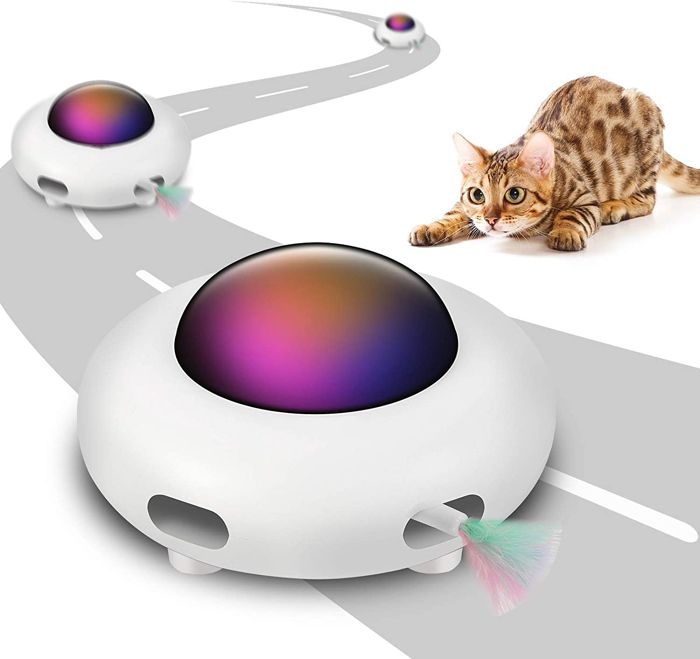 Meilleurs prix pour Jouet interactif pour chat avec plume rotative, mode intelligent, faible bruit, recharge USB, idéal pour les chats d’intérieur
