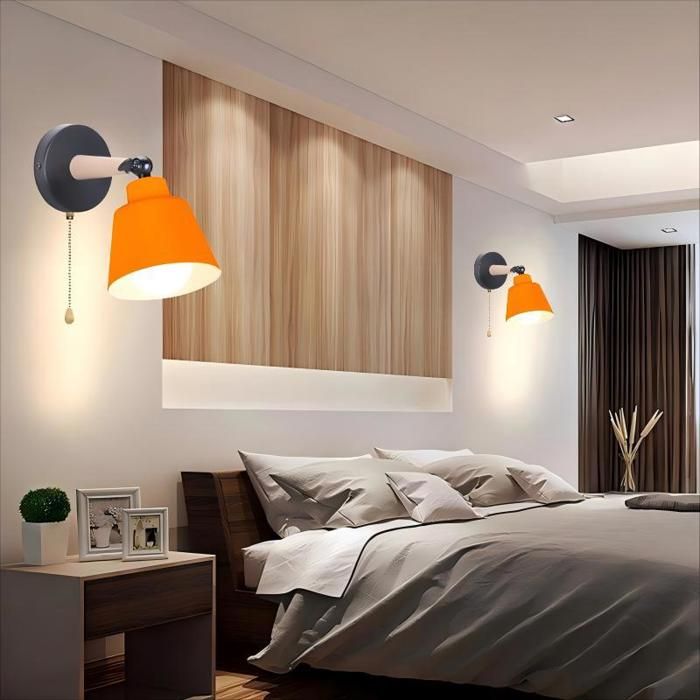 WOTTES 2 Packs Applique Murale Vintage Industrielle Luminaire en Métal Orange Lampe avec dinterrupteur Interieur pour Couloir