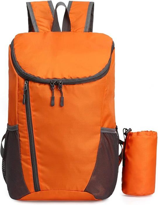 Sac à dos pliable léger petit sac à dos imperméable pour les sports de plein air sac à dos pliable durable Orange