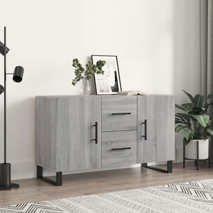 TOP VENTE Buffet Scandinave bahut-Buffet - Sonoma gris - 100x36x60 cm - bois dingénierie CDD1428293