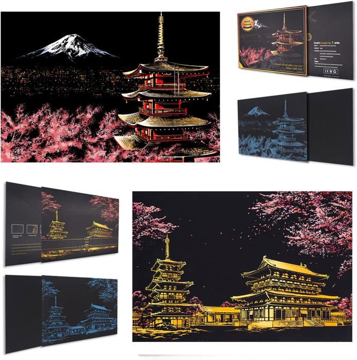 Puzzle,Carte magique arc-en-ciel en papier pour peinture à gratter,Kit