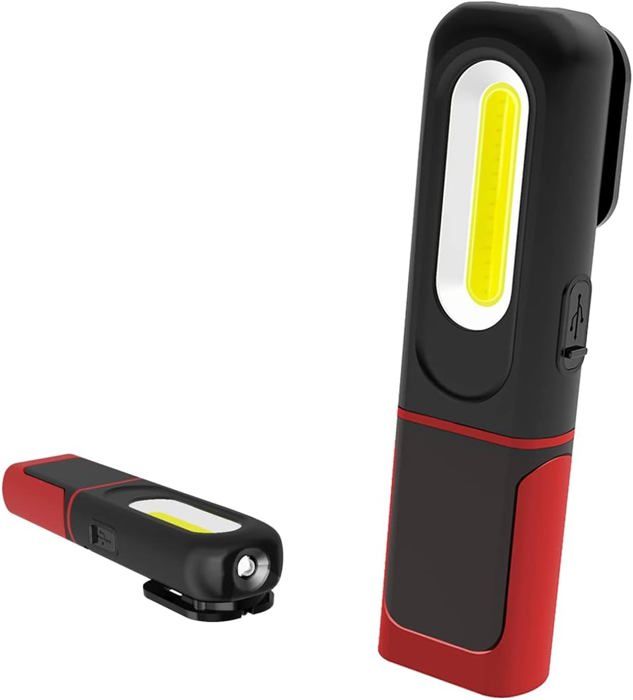 Lampe de Travail LED Rechargeable Lampe dinspection 2 en 1 avec Base Magnétique et Crochet pour Atelier Camping Bricolage