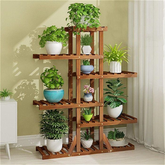 Support Pour Pot De Fleurs En Bois - Tabouret De Balcon, étagère Ronde Intérieur/extérieur