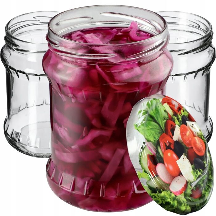 KADAX Pots à Confiture 500ml avec Couvercles Mélange Légumes 48 Pièces