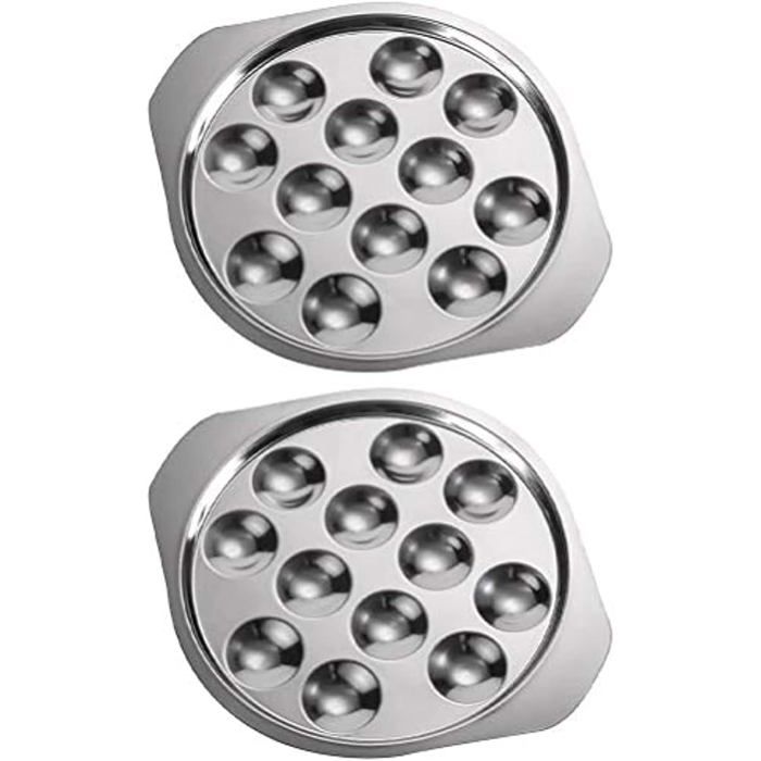 2 pièces Plateau à escargots en acier inoxydable 12 compartiments plat à escargots cuit plateau de service rond
