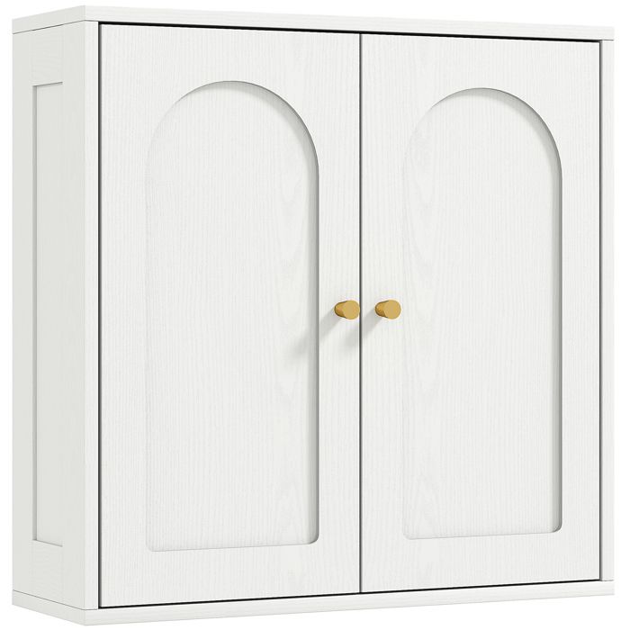 Armoire murale salle de bain - HOMCOM - moderne - placard à double porte et poignées dorées - MDF - 60 x 20 x 60 cm - blanc Armoire murale salle de bain - HOMCOM - moderne - placard à double porte et poignées dorées - MDF - 60 x 20 x 60 cm - blanc