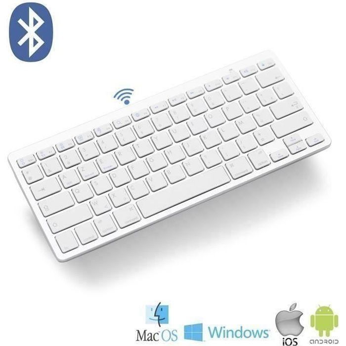 clavier sans fil bluetoothcompatible macfrançaise wireless Ultra Mince Pour Tous Appareils iOS iPad-Android-PC-lap S065E