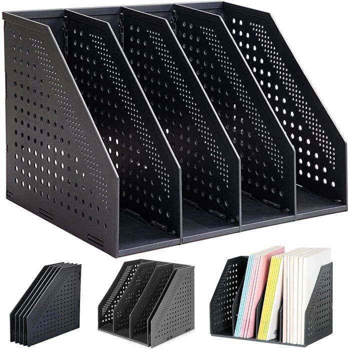 Porte-revues pliable porte-revues à 4 compartiments Classeur de bureau Classeur de rangement Bibliothèque Papeterie scolaire