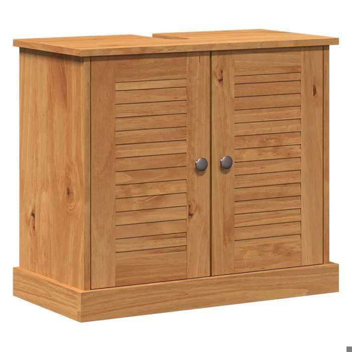 BONNIE®Meuble Sous évier/lavabo - SUIKUN - Meuble pour Vasque à Poser avec porte VIGO marron miel 67.5x34x59 cm FR987798