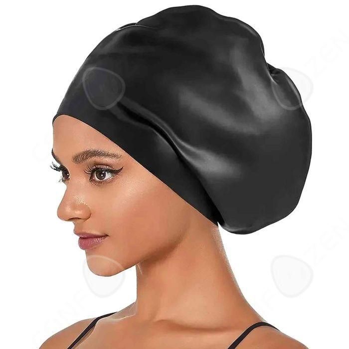 Bonnet De Bain Extra Large En Silicone – Pour Cheveux Longs Ou Volumineux, étanche, Confortable, Bleu, Unisexe