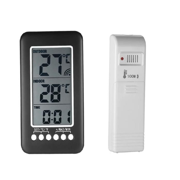 Thermomètre Interieur et Exterieur sans fil 2 en 1 Horloge Thermomètre LCD ℃ / ℉ Thermomètre Intérieur / Extérieur THERMOMETRE