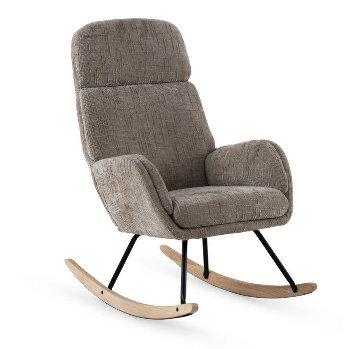 Fauteuil à bascule tapissé en chenille marron Fauteuil à bascule tapissé en chenille marron