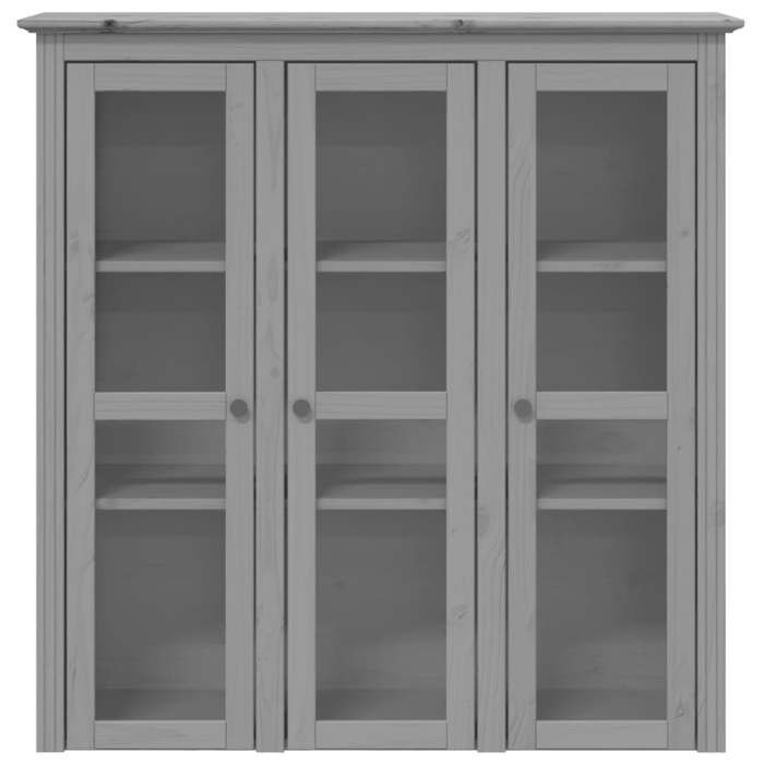 Buffet bas - JILI - Gris Armoire avec portes vitrées BODO gris bois de pin massif FR89