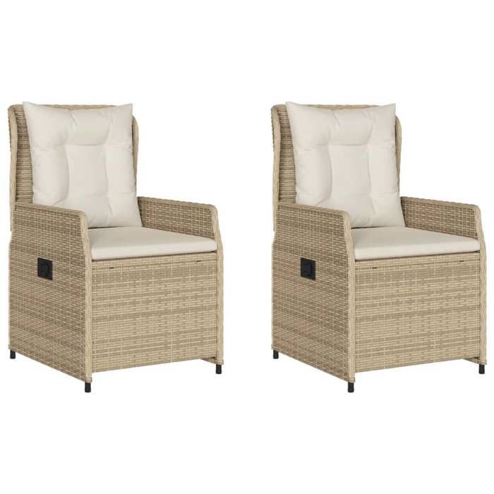 CHIC Chaises inclinables de jardin lot de 2（2 pcs) beige résine tressée - 55x60x93 cm 719028 S11