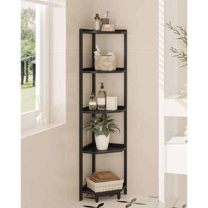 Étagère dangle bibliothèque à 5 Niveaux étagère autoportante étagère de Rangement bibliothèque dangle 30 x 30 x 136 cm Noir