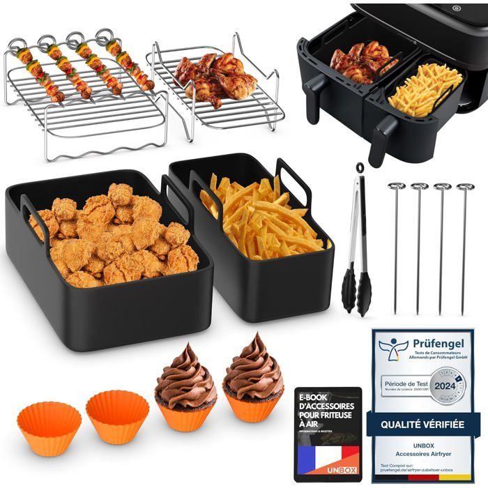 150 Feuilles Papier Cuisson Pour Friteuse à Air Double Panier – Compatible Philips, Tefal, Moulinex – Sans Graisse, Facile Nettoyage