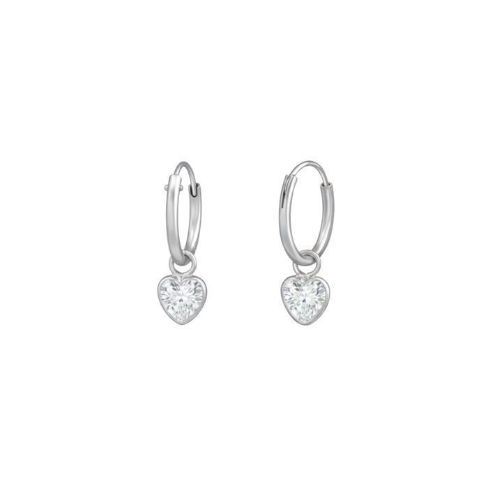 Créoles Femme en Argent 925 avec Pendentif Cœur et Oxyde de Zirconium – Boucles dOreilles Pendantes Élégantes Argentées