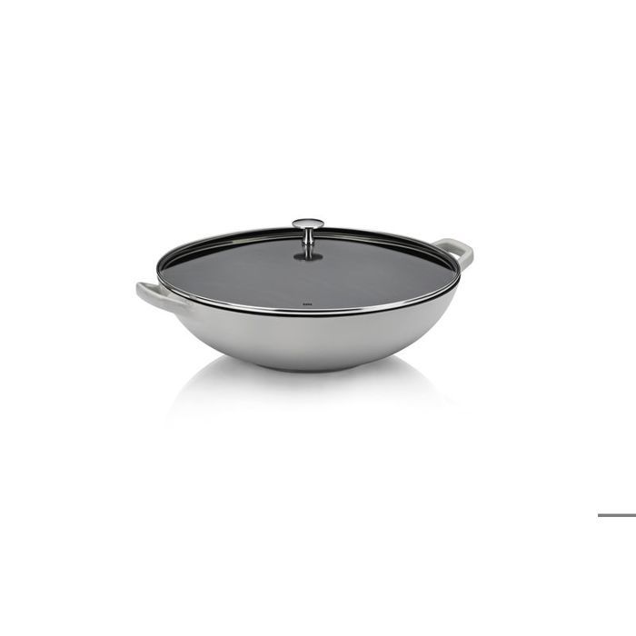 Wok en fonte avec couvercle CALIDO 36 cm gris