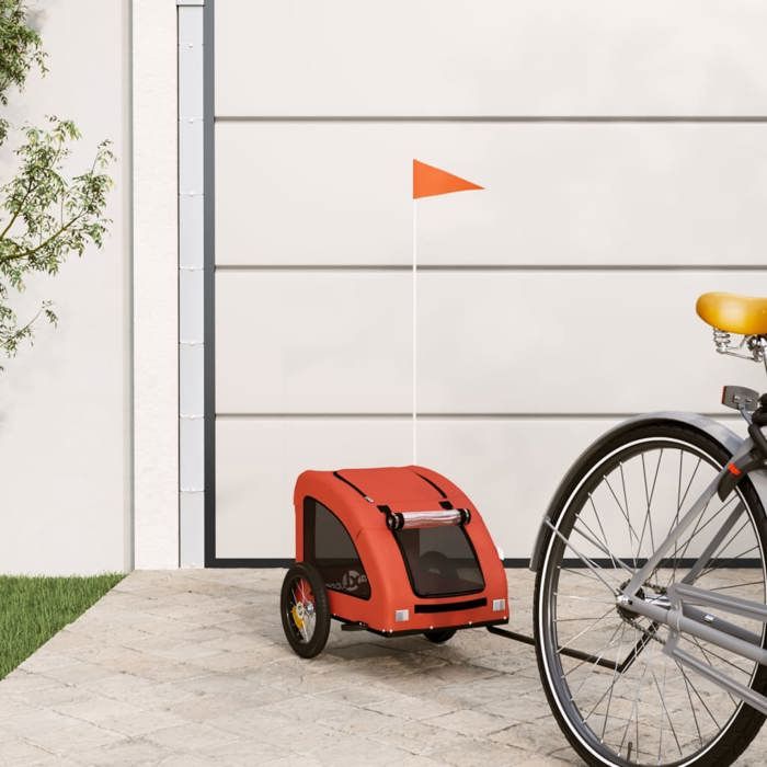 Remorque de vélo pour animaux - vidaXL - Orange - Tissu Oxford - Cadre en fer - 124x53x53 cm - Capacité 30 kg