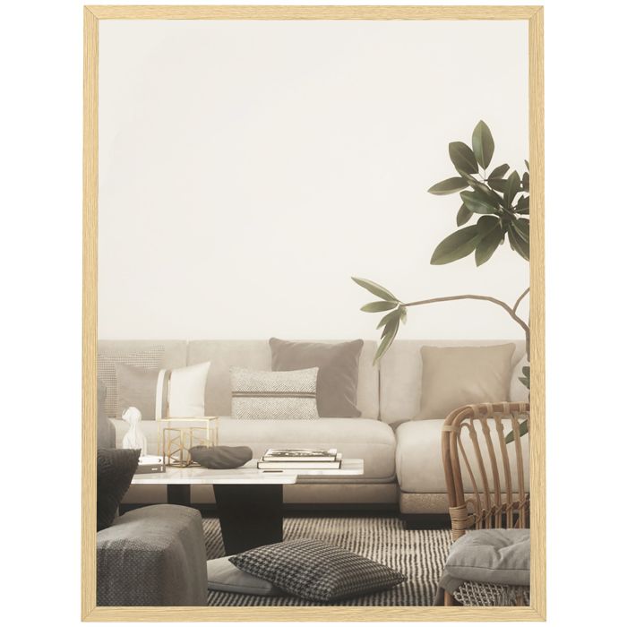 Miroir mural HOMCOM rectangulaire 80 x 60 cm cadre en bois naturel idéal pour la salle de bain salon ou chambre