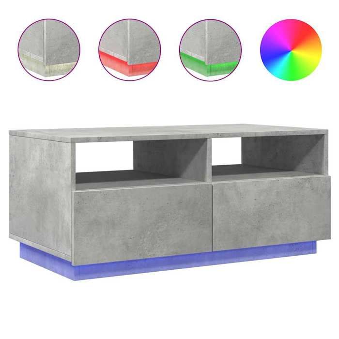 JILI*TOP Meuble de salon - SARAZYJ - Table basse - avec lumières LED - gris béton 90x49x40 cm - HH2103
