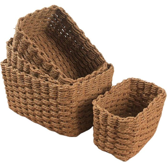 4 bacs tressés de rangement multifonction pour jouets livres serviettes couvertures et bureau Label