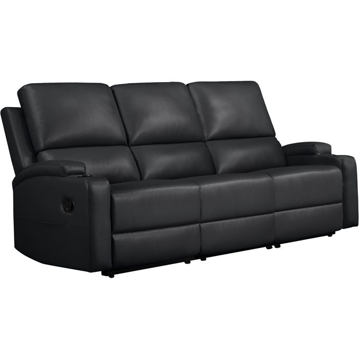 Dallas-canapé 3 Places Avec 2 Fauteuils Relax Manuels En Pu Noir Dallas-canapé 3 Places Avec 2 Fauteuils Relax Manuels En Pu Noir