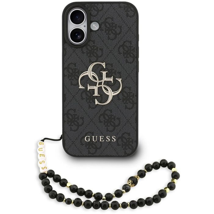 Coque Guess Hardcase 4G Classic Logo avec dragonne de perles pour iPhone 17