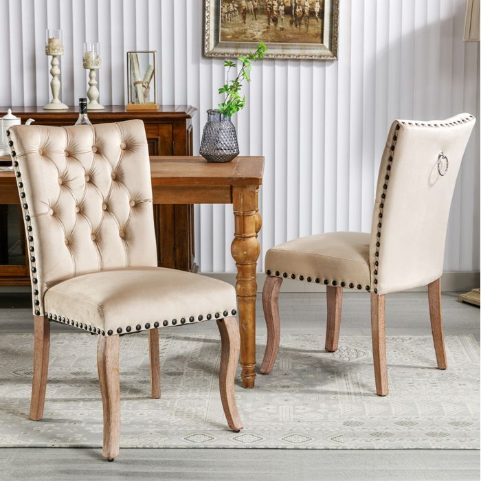 2 chaises de salle à manger camel clair L 54 x P 58 x H 96 cm dossier ergonomique sans accoudoirs