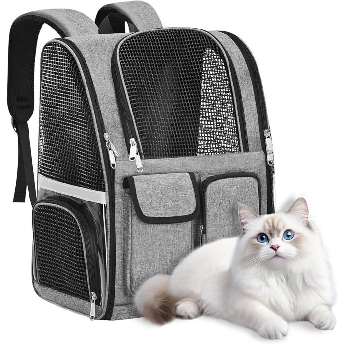 Comparer les prix de Sac à Dos Chat Grande Capacité respirant multiples zips bandes réfléchissantes bretelles confort .